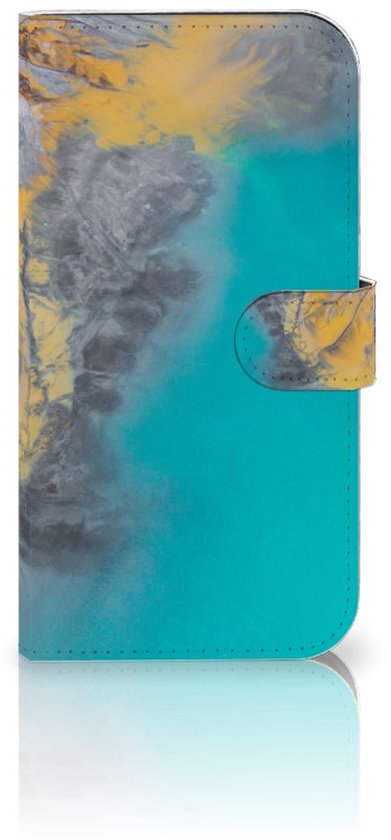 Coque pour iPhone 15 Plus Coque Téléphone Marbre Bleu Or