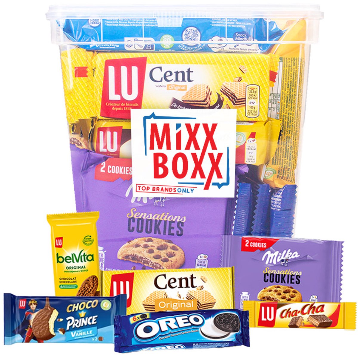 LU, Milka, Oreo koekjes maandpakket - 29 stuks - koekjesmix - koek met chocolade - 1437g