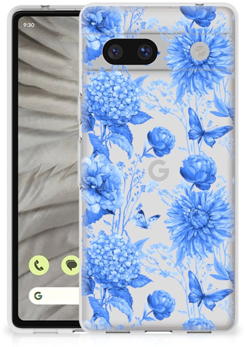 TPU Case voor Google Pixel 7A Flowers Blue