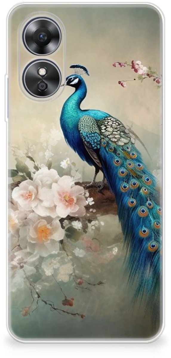 TPU Hoesje voor OPPO A17 Vintage Pauwen