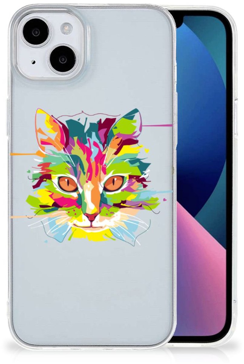 TPU Hoesje voor iPhone 15 Plus Telefoonhoesje met Naam Cat Color