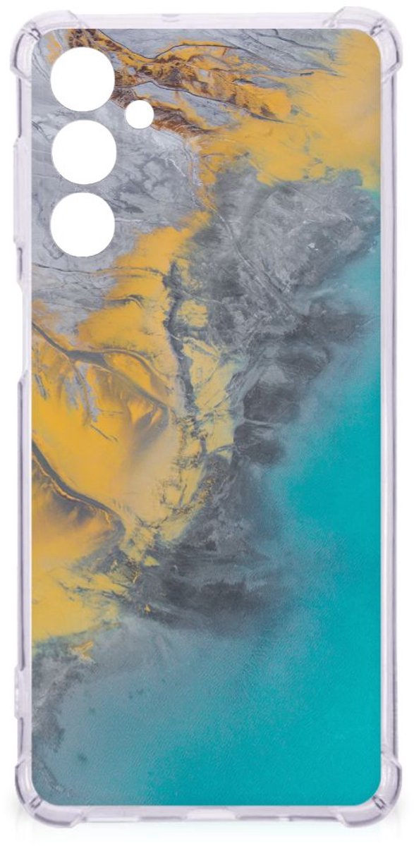 Samsung Galaxy M54 Anti-Shock Hoesje Marble Blue Gold
