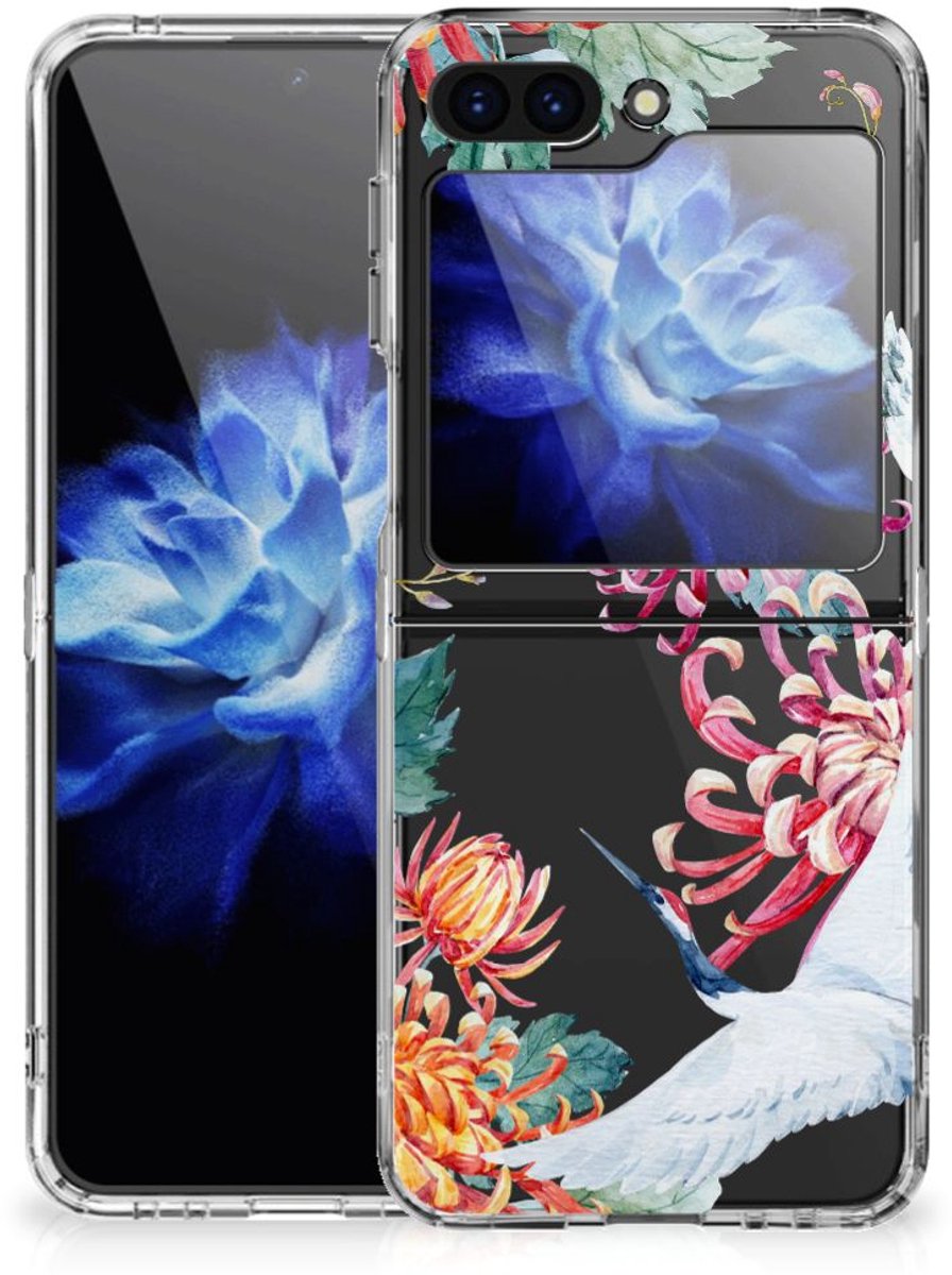 Samsung Galaxy Z Flip 5 TPU Hoesje Bird Flowers