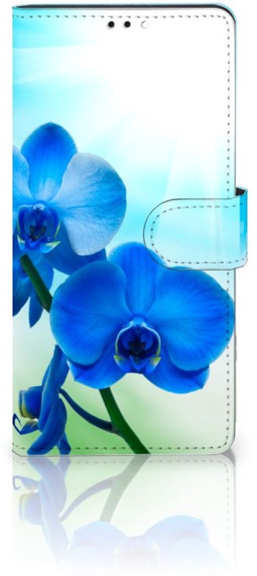 Étui pour téléphone Xiaomi Redmi Note 10 Pro Étui portefeuille avec photo orchidée Blauw cadeau de la Saint-Valentin femme