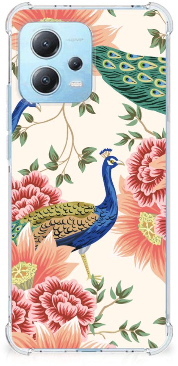 Case Anti-shock voor Xiaomi Redmi Note 12 5G Pink Peacock