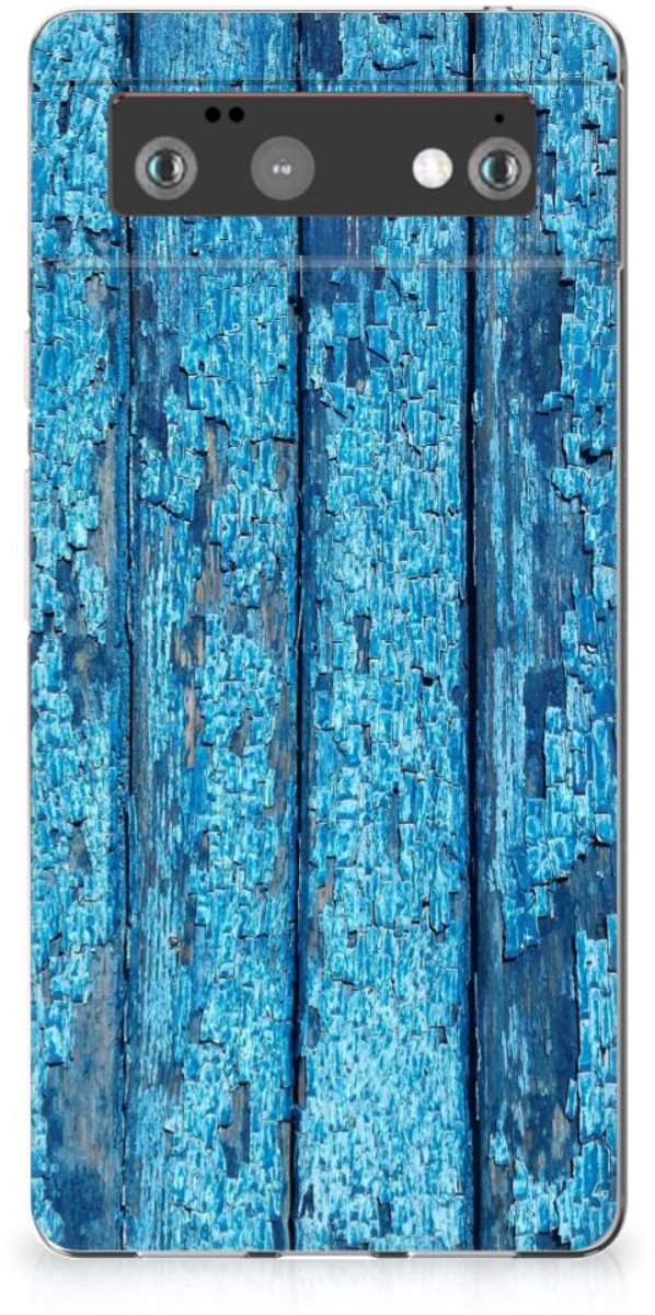 Google Pixel 6 Bumper Hoesje Wood Blue