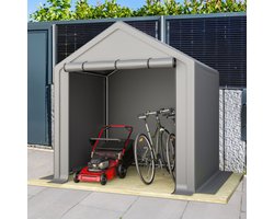 Gereedschapsschuur 190x170x200cm, fietsenstalling, gereedschapsschuur, garagetent, tuinhuis opbergtent fietsenschuur gereedschapstent opberggarage, donkergrijs