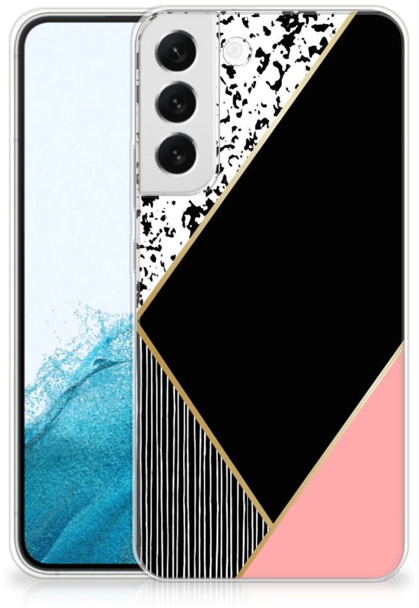 Samsung Galaxy S22 Plus TPU Hoesje Zwart Roze Vormen