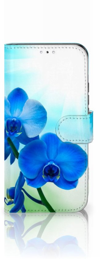 Coque Téléphone Samsung Galaxy S22 Wallet Book Case avec Photo Orchidée Blauw Saint Valentin Cadeau Femme