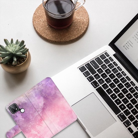 Etui pour téléphone OPPO A15 Etui à rabat Pink Violet Peinture