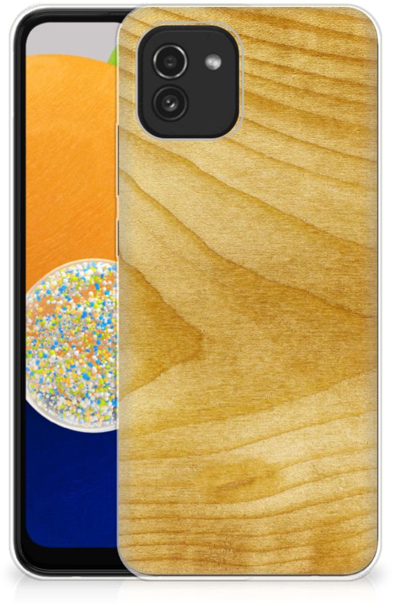 Samsung Galaxy A03 Bumper Hoesje Licht Hout