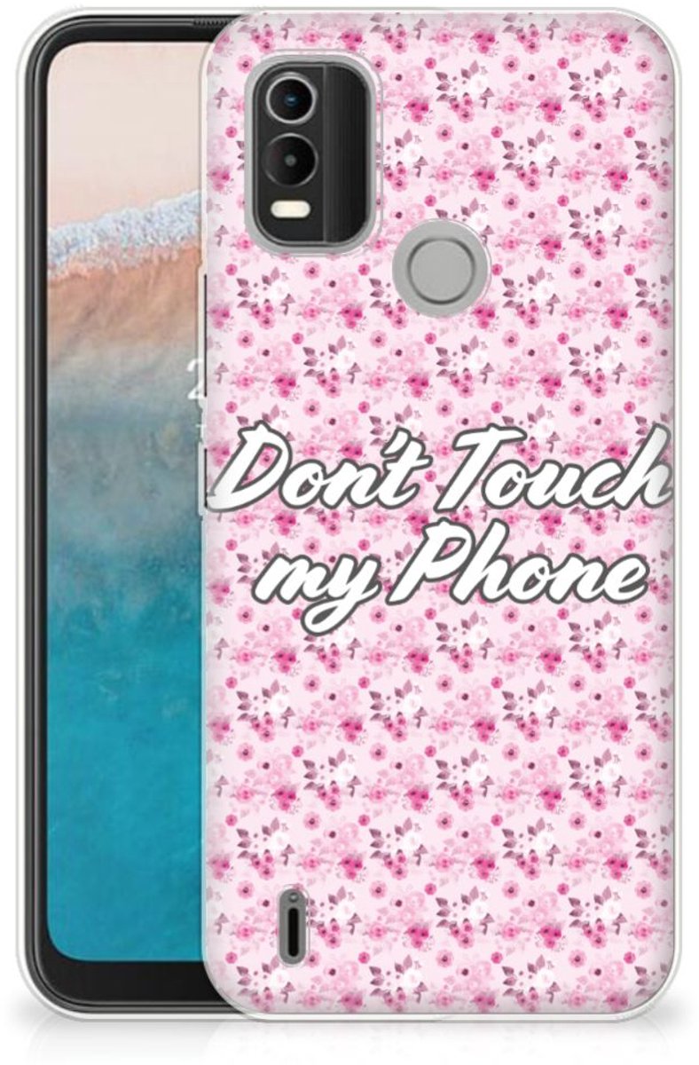 Nokia C21 Plus Silicone-hoesje Flowers Pink DTMP