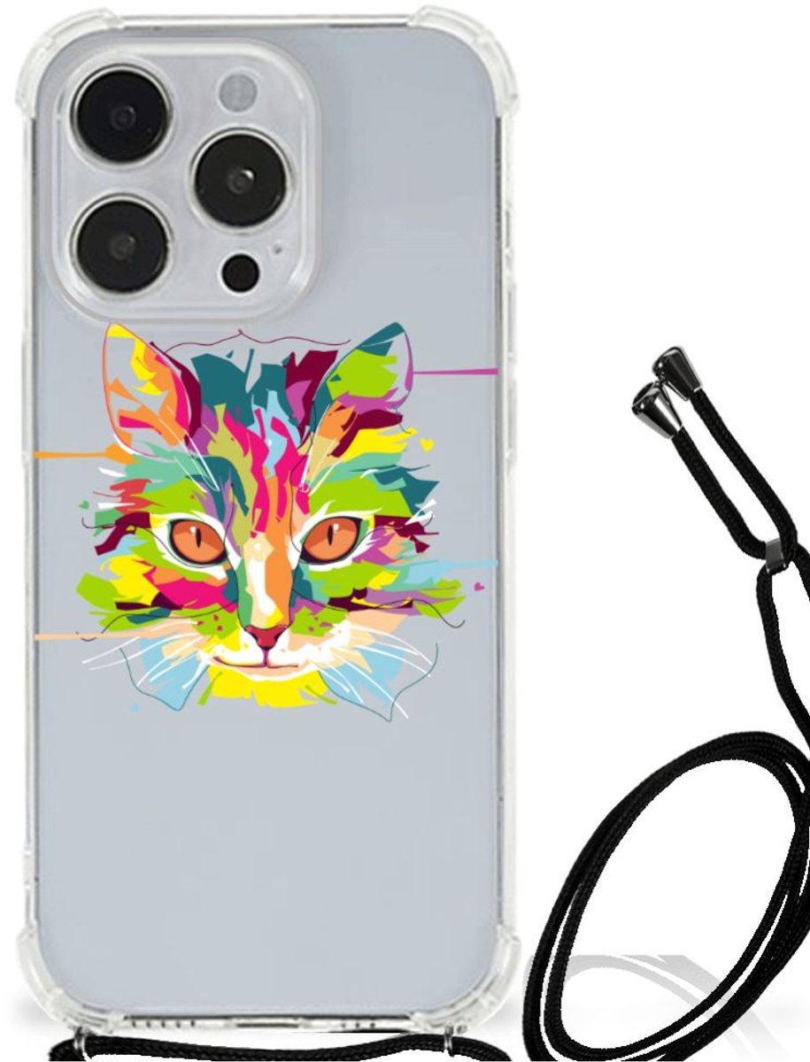 iPhone 14 Pro Stevig Bumper Hoesje Cat Color