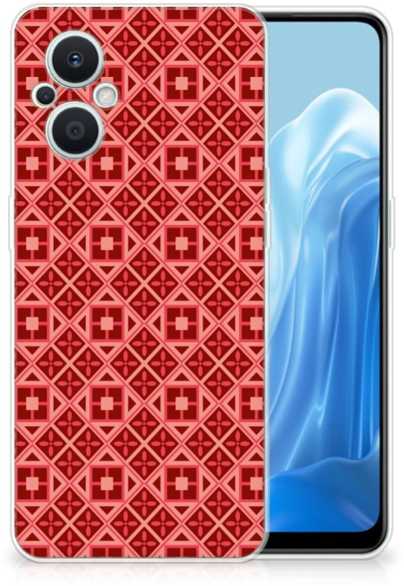 Back Cover voor OPPO Reno8 Lite TPU bumper Batik Rood