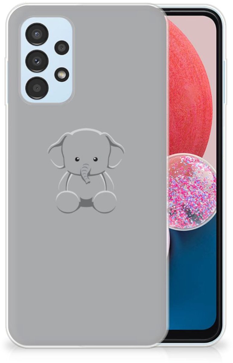 Samsung Galaxy A13 4G Telefoonhoesje met Naam Grijs Baby Olifant