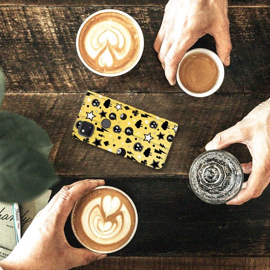 Etui Portefeuille Google Pixel 4a avec Porte-Cartes Punk Yellow