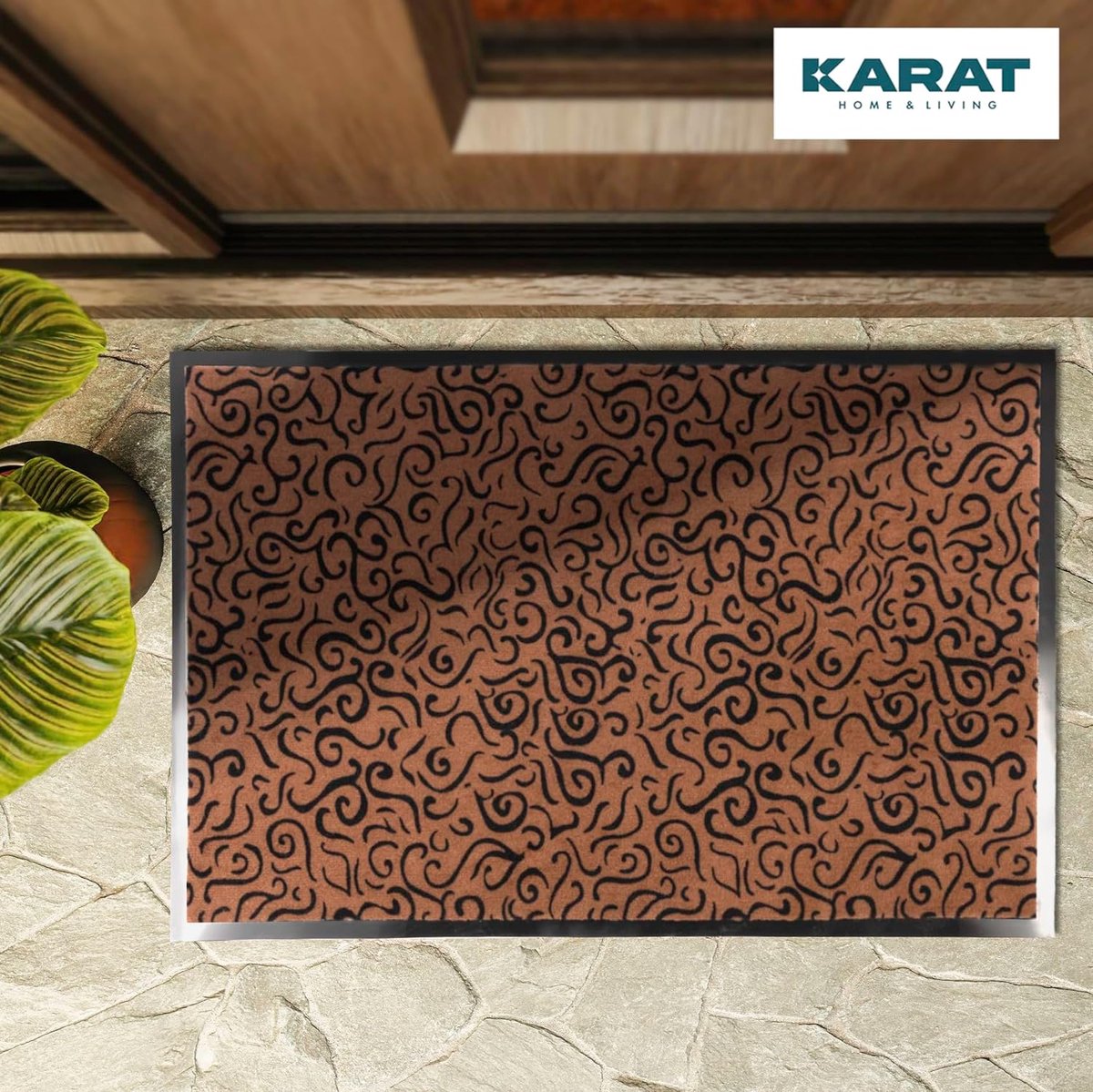 FLOORDIREKT Vuilvangmat Brasil - Wasbare & Hoogwaardige Deurmat - voor Binnen - Schoonloopmat met Antisliprug - Deurmat voor de Entree - Bruin - 90 x 120 cm