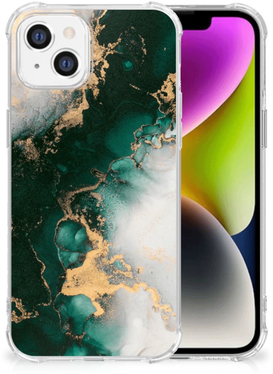 Anti-Shock Hoesje voor iPhone 14 Marmer Groen