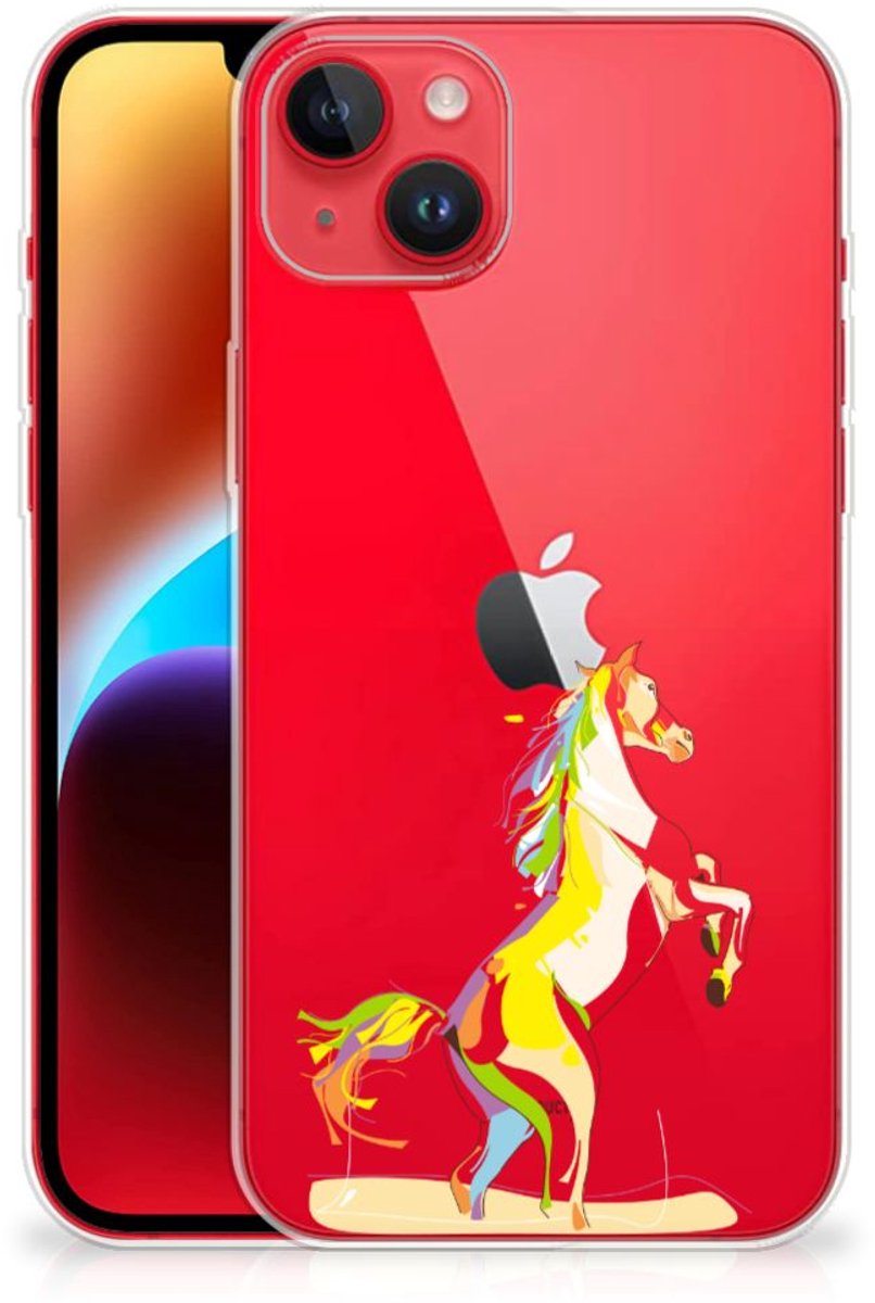 iPhone 14 Plus Telefoonhoesje met Naam Horse Color