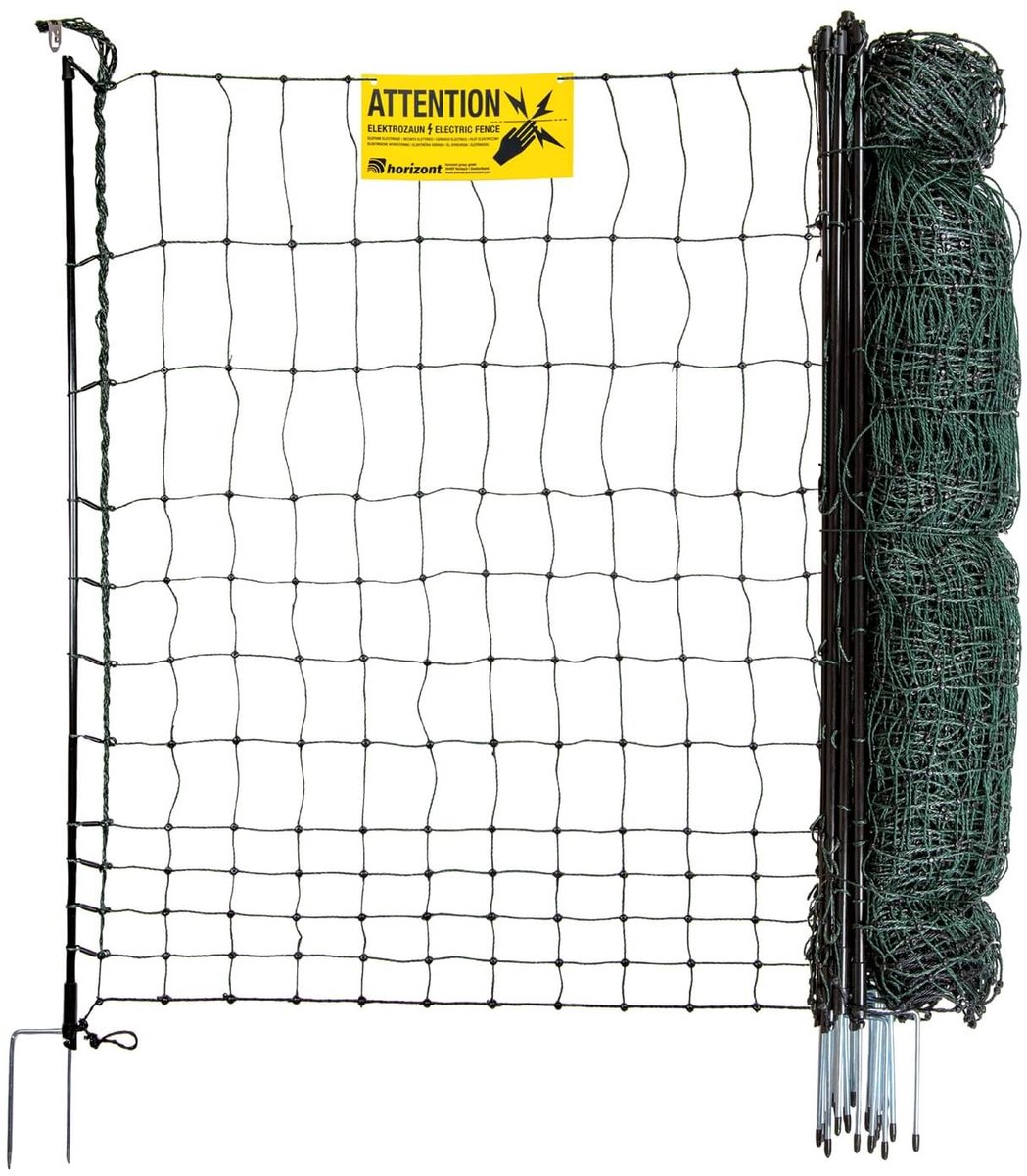 Horizont Kippennet E-Strongline- 50m lang - 120cm hoog - Dubbele Pen - Elektrificeerbaar - Voor o.a. Kippen, Gevogelte, Kleine dieren- Omheiningsnet