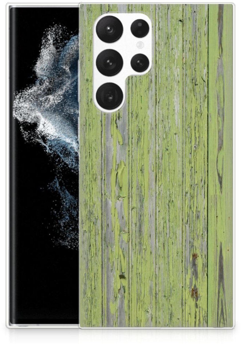 Samsung Galaxy S22 Ultra Bumper Hoesje Green Wood