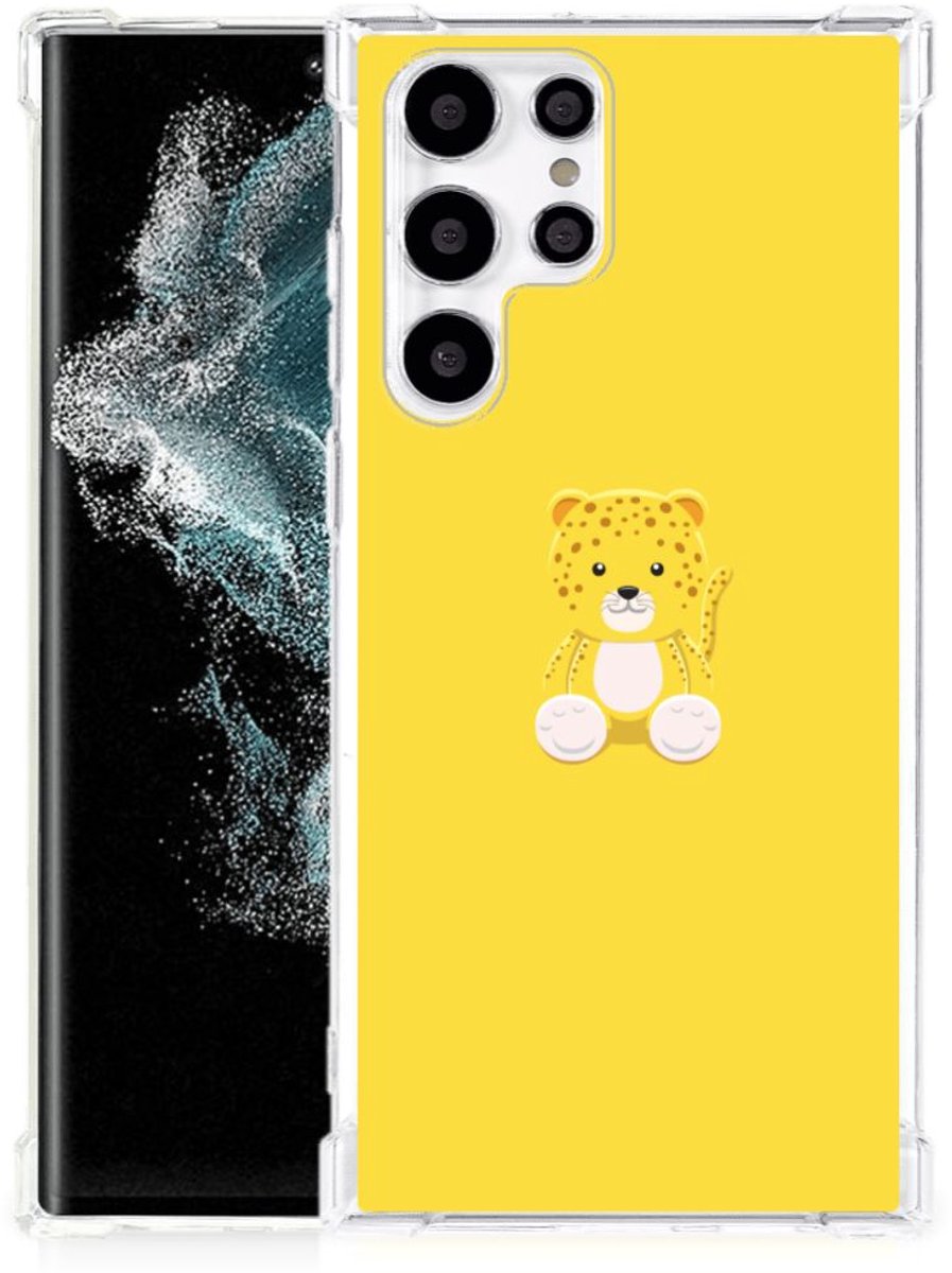 Samsung Galaxy S22 Ultra Stevig Bumper Hoesje Baby Leopard