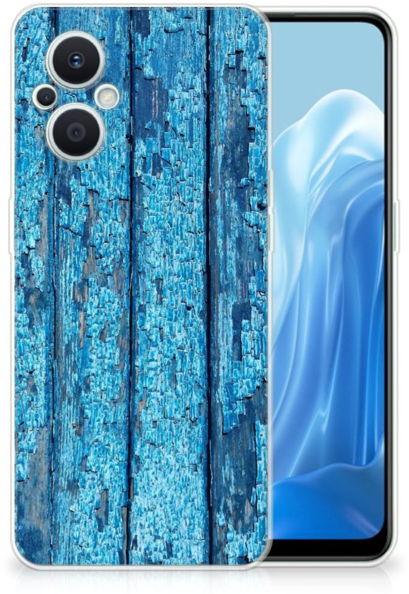 Back Cover voor OPPO Reno8 Lite Bumper Hoesje Wood Blue