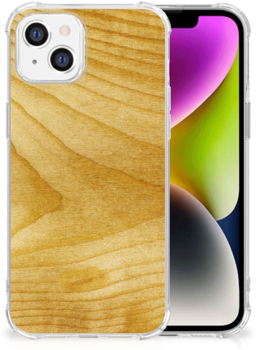 iPhone 14 Stevig Telefoonhoesje Licht Hout