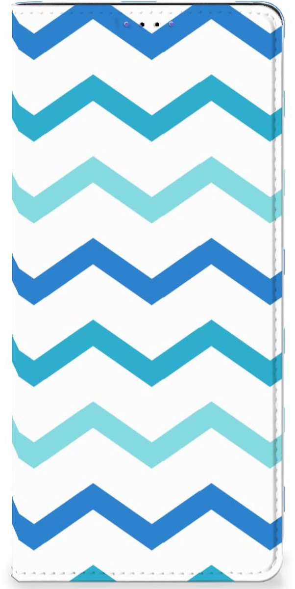 Standcase Hoesje voor Samsung Galaxy A22 5G Hoesje met Magneet Zigzag Blauw