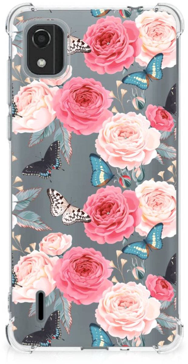 Nokia C2 2nd Edition Case Butterfly Roses