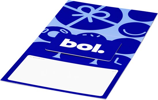 Bol.com cadeaukaart met 'Voor jou' tekst. Blauwe kaart met feestelijke patronen.