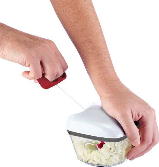 coupe-légumes multifonction avec cordon de traction, hachoir séparé pour oignons, salades, légumes ou noix, manuel, 450 ml