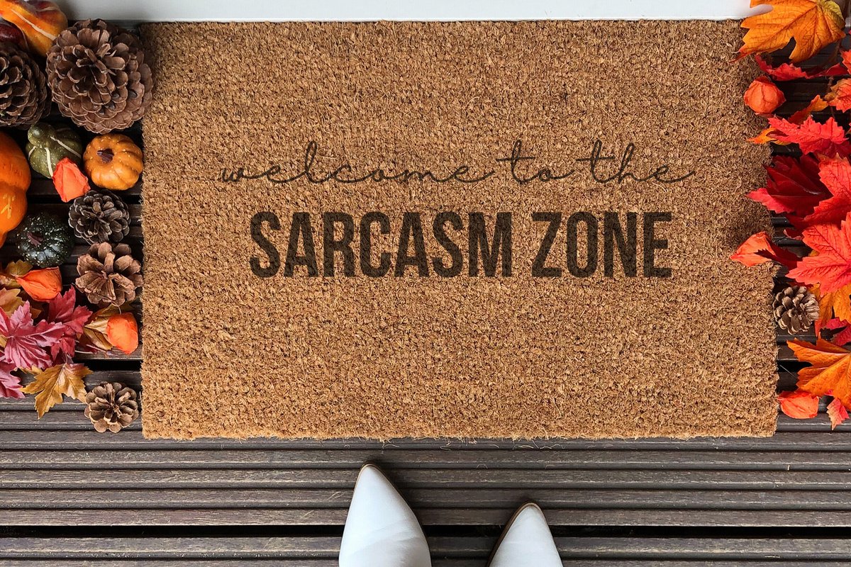 Welcome To The Sarcasm Zone | 90x60 cm | Nieuwe huis cadeau | Ingangsmat | Deurmat met stijl | Verhuizing cadeau | Praktisch & trendy | Perfect voor binnenkomst | Cadeau voor nieuwe woning