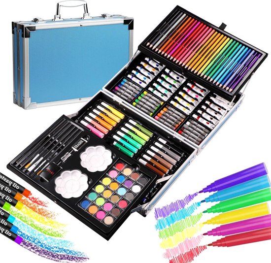 Mallette à dessin VELTRR® Enfants - Boîte à dessin - Crayons de couleur - Marqueurs