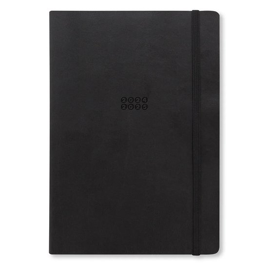 Letts of London A5 Edge 2024/2025 week to view/notebook agenda Black (18 maands)