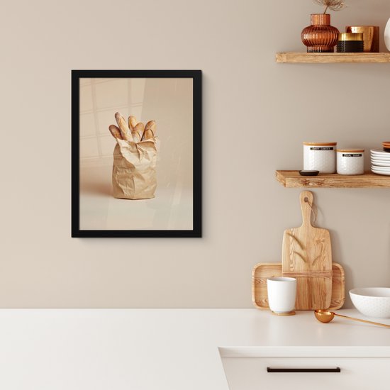 Cadre photo avec affiche - Cadre pour affiche 30x40 cm - Posters - Baguette - Pain - Baguette - Beige - Photo sous cadre - Décoration murale Cuisine - Accessoires de Décoration murale - Décoration murale murale - Peintures