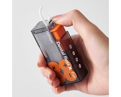 Zwart en oranje - Automatische draagbare flosspickbox - Flosspickdispenser - Navulbare flosspickorganizer - Ruimte voor 10 flosspicks - Gemakkelijk mee te nemen - Gebruikt een knop om er één tegelijk uit te werpen