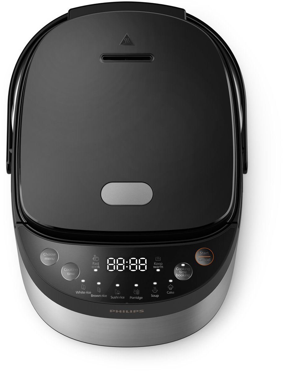 Cuiseur De Riz Philips 0.85L - 8 Programmes - Cuisson Rapide 30min - Noir/Argent HD3093/80