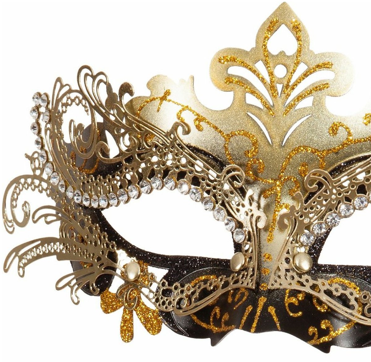 Verkleed gezichtsmasker Venetiaans - zwart/goud - dames - Carnaval/gemaskerd bal — afbeelding 2