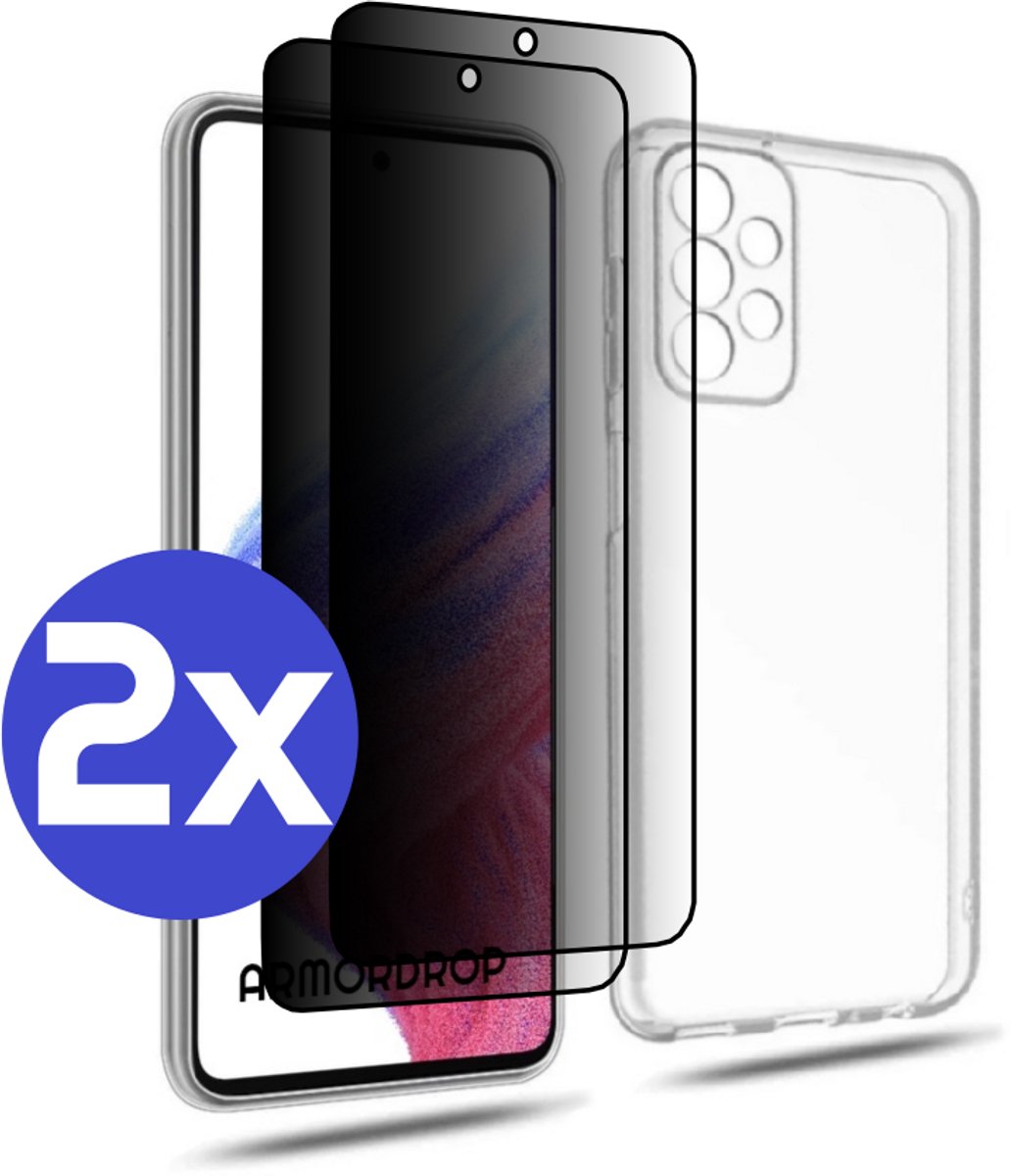 ArmorDrop Transparant Hoesje Inclusief 2x Privacy Screenprotector Geschikt Voor Samsung A53