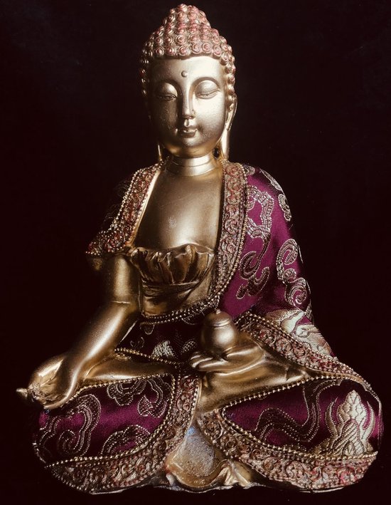 Nominaal Bijbel Pas op Zen Boeddha met gekleurd stof kleding 16x20x8cm Japans boeddhabeeld . Rood  gekleurde... | bol.com