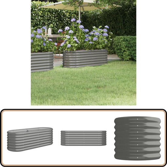 vidaXL Plantenbak 80x80x36 cm gepoedercoat staal groen