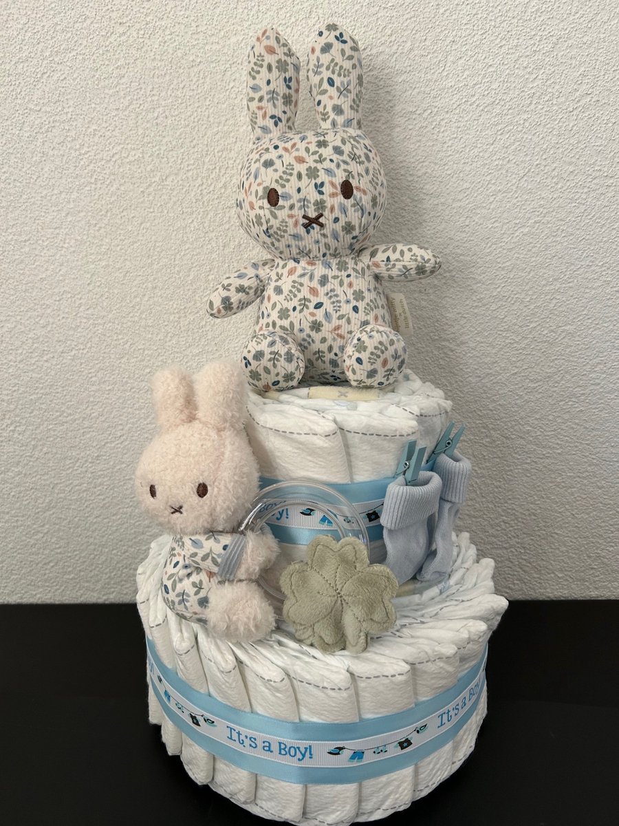 2-Laags Luiertaart Nijntje X Little Dutch Lucky Leaves Blauw