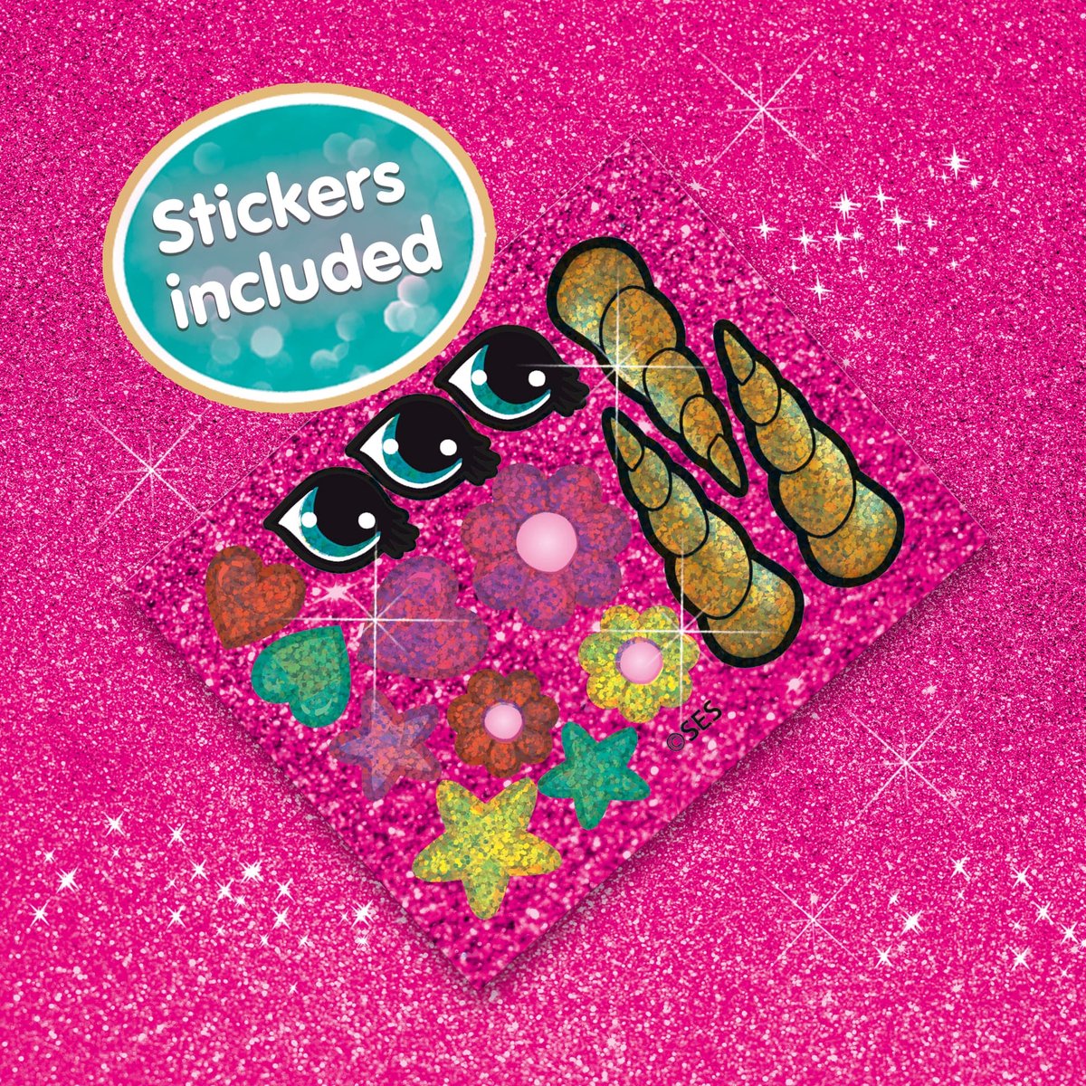 SES Creative - Unicorn - Strijkkralen - Knutselen Meisjes - Strijkkralen in Verschillende Kleuren met Glitter Stickers - Vanaf 5 Jaar — afbeelding 5