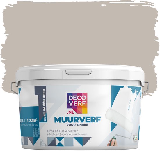 Decoverf muurverf mat taupe, 2.5L