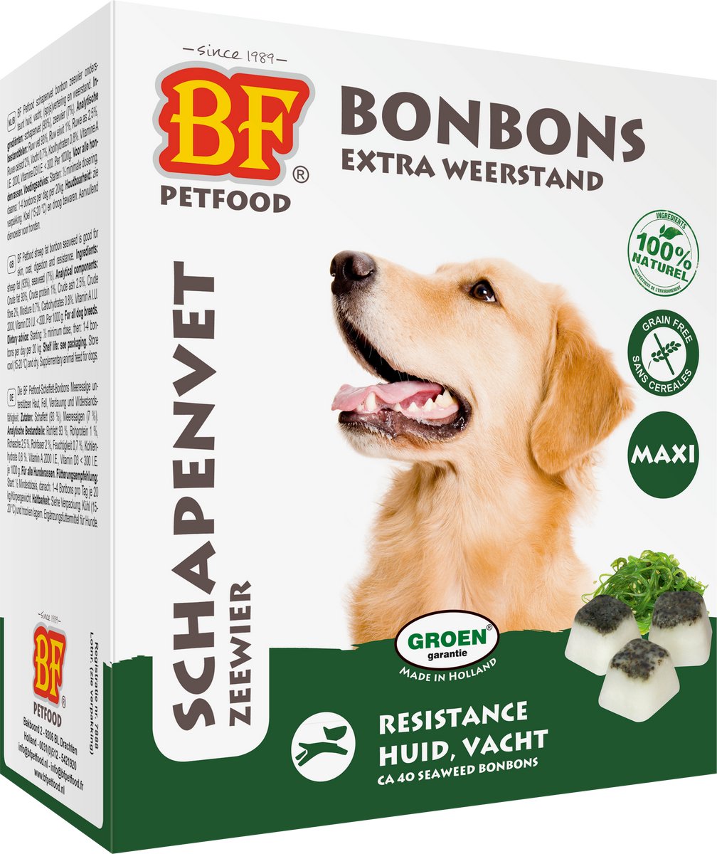 BF Petfood Schapenvet Zeewier maxi 16 doosjes van ca 40 st.