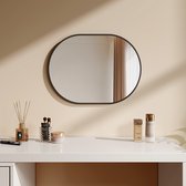 Miroir EMKE - Miroir ovale - Zwart - 45x60 cm - avec film de sécurité - Miroir mural avec bord - Design moderne