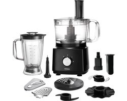 Heinner Foodprocessor met 1.2 liter Mengkom en 1.8 liter Blender - 750W - Keukenmachine Zwart