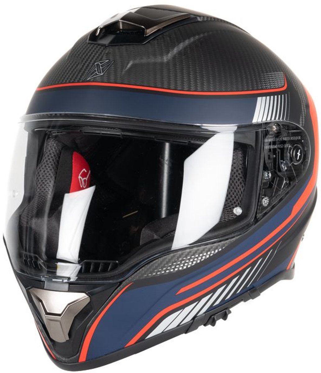 Motor Integraal Helm CONTINENTAL CARBON STICKER MAT 22,06 Mat koolstofblauw/rood M van MOTOBLOUZ