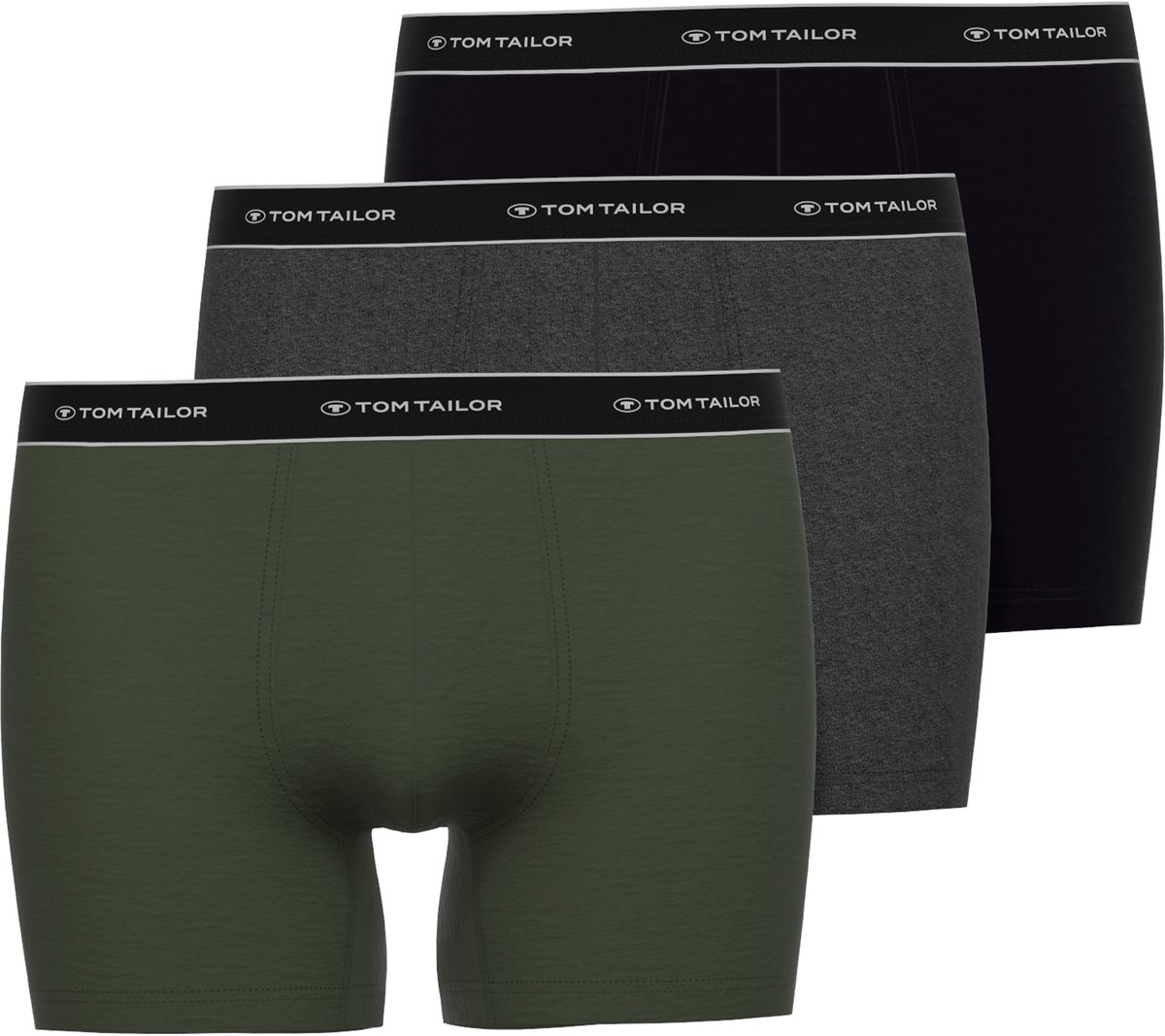 TOM TAILOR - Buffer - Heren long Boxershort Multipack - 3-Pack - Groen